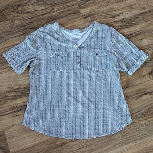 EUC Black and White Patterned Henley Shirt